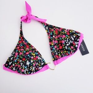 Guess black floral swim top